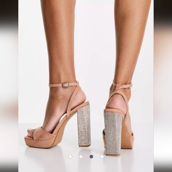 ASOS DESIGN Noun platform barely there embellished heeled sandals- 7 - Picture 5 of 11